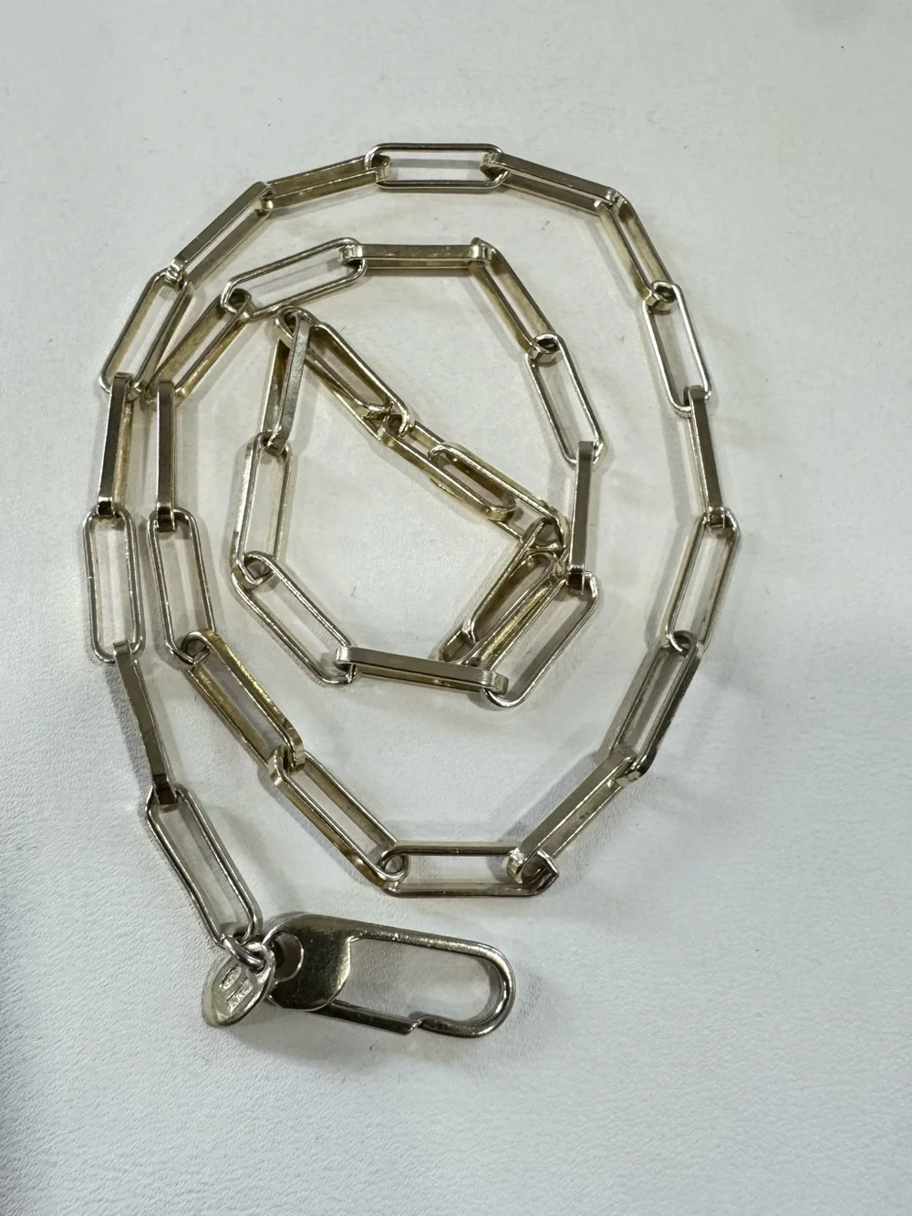 Italian 925 Sterling Silver Gold Over Paperclip Chain Necklace 19”
